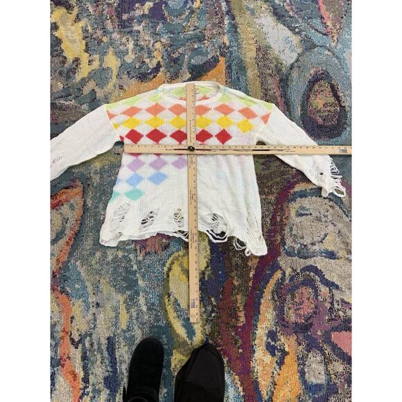 Wildfox White Label Rainbow Lennon Sweater Distressed Oversized Pride Grunge S - Picture 4 of 4